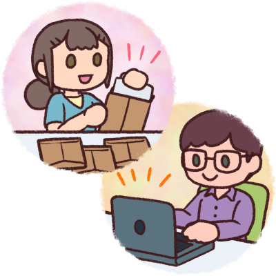 B型で働く風景イメージイラスト